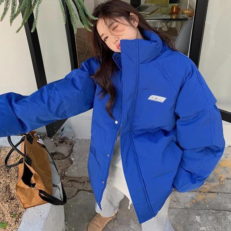 Coats woman winter 2022 oversize Blue thick padded jacket thick Fashion zipper keep warm Winter coat for women