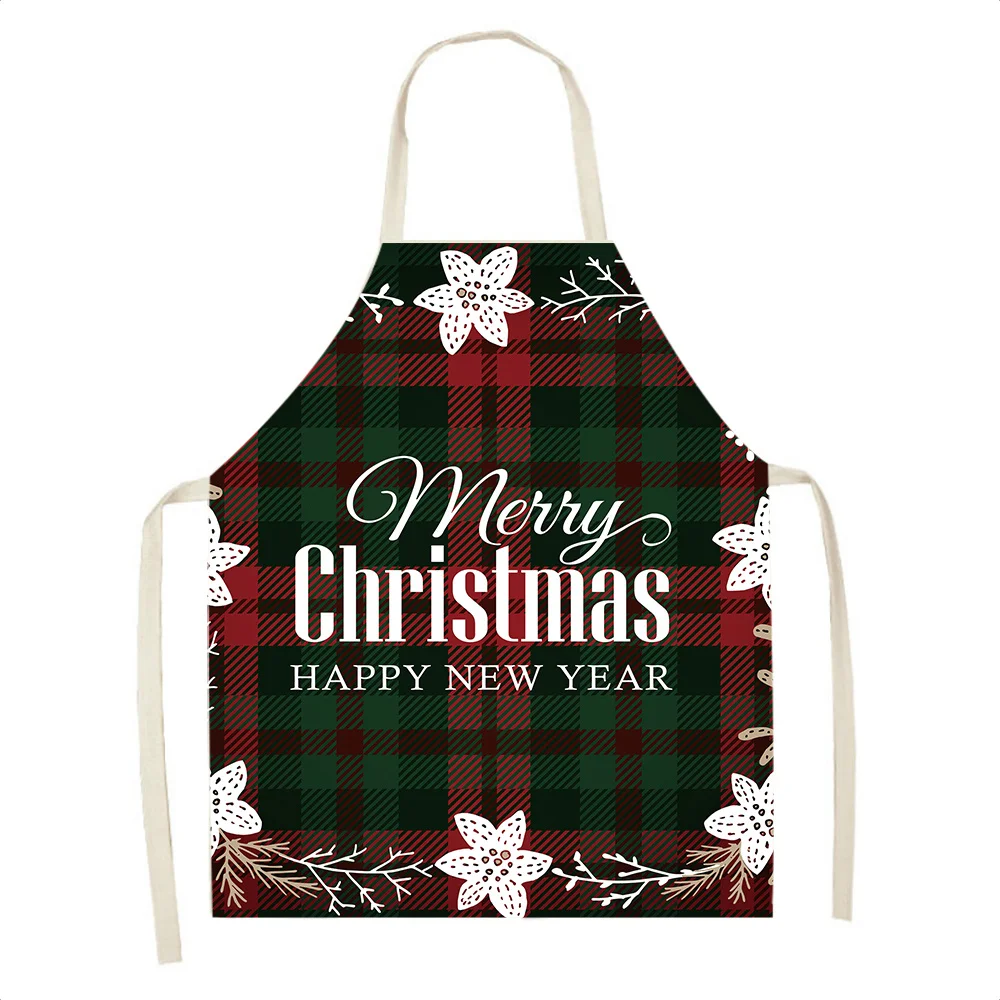 

Рождественское украшение, фартук Санты зеленого цвета без рукавов, льняные Кухонные фартуки, женский домашний фартук для готовки и выпечки,...