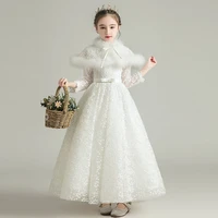 flower girl wedding little girl dress princess dress girl host long sleeved childrens piano performance fluffy shachun