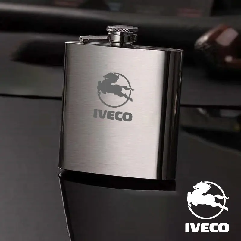 

For Iveco portable 304 Stainless Steel Hip Flask Stralis Daily Eurocargo Trakker Laser Customize Logo 4 6 8 OZ Whiskey Wine Pot