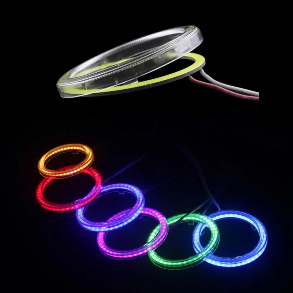 

60mm-120mm Car Vehicle Universal COB Angels Eye LED Ring Light Headlight Lamp Signal Lamp Dome With Protective Cover