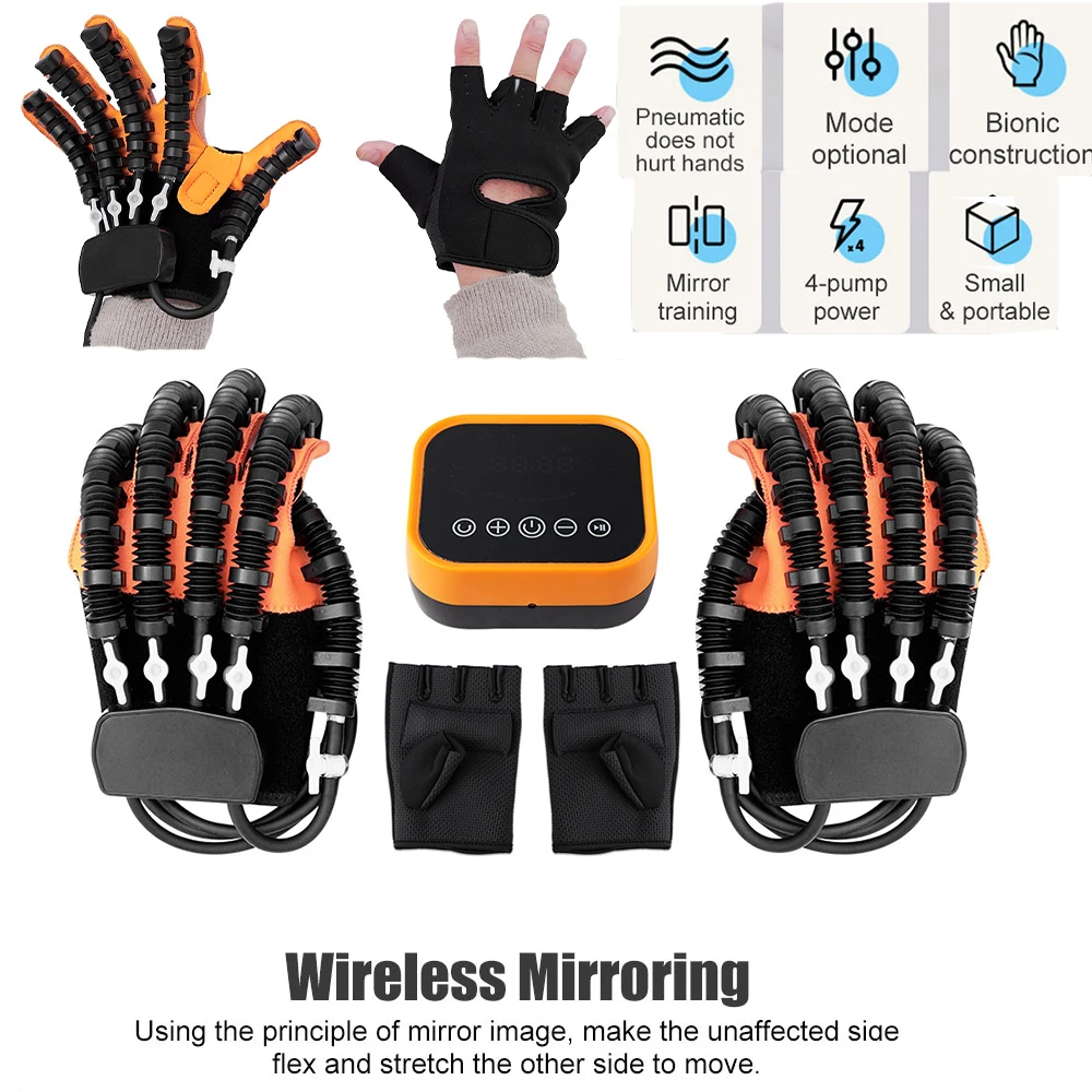 

A Pair Intelligent Hemiplegia Hand Function Recovery Finger Trainer Wireless Robot Gloves Hand Rehabilitation Device for Stroke