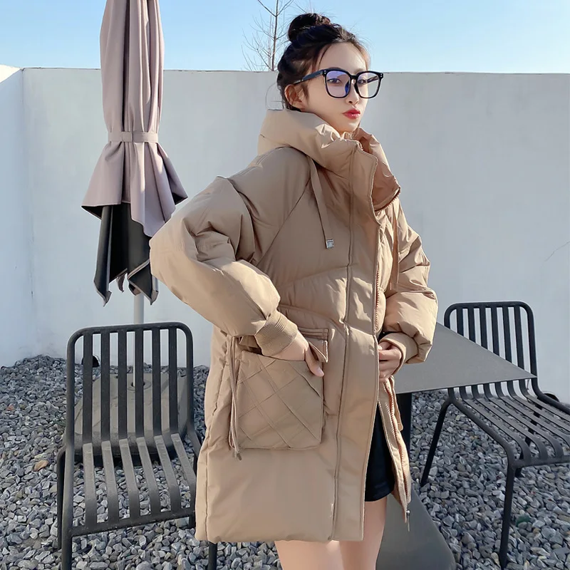 PinkyIsBlack 2023 Autumn Winter Women Mid-long Parkas Jackets Casual Thick Warm Hooded Coat Female Outwear Windproof Jacket Coat