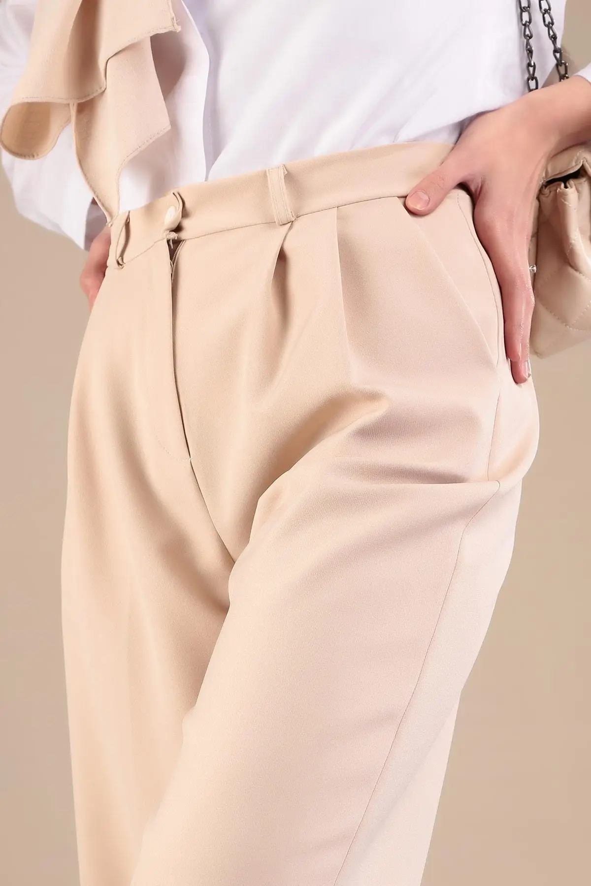 

Double Pleated Palazzo Pants Women's Islamic Clothing Pants