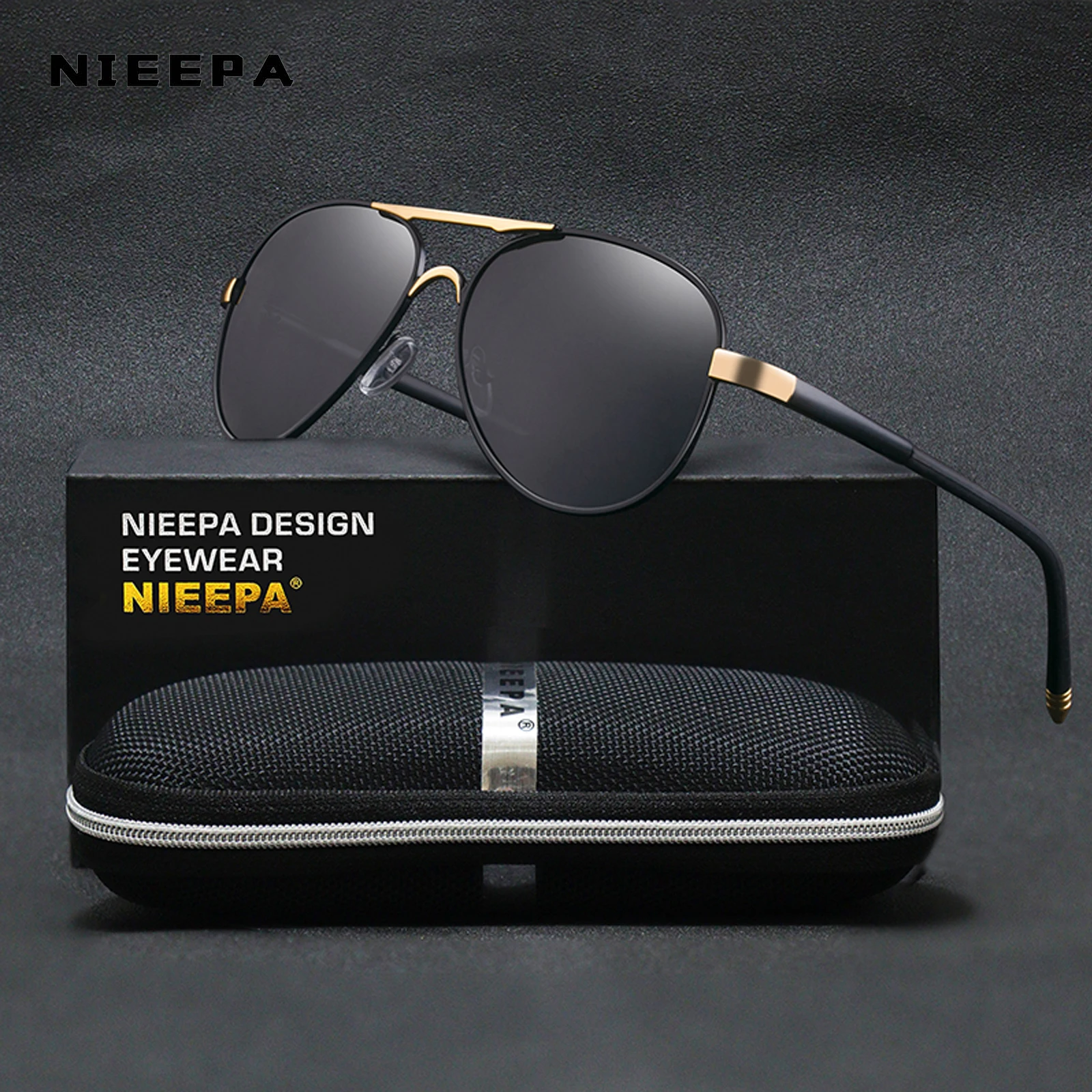 

NIEEPA New HD Polarized Metal Sunglasses Men Fashion Oval Toad Mirror Driving Fishing Male Sun Glasses UV400 Gafas Oculos De Sol