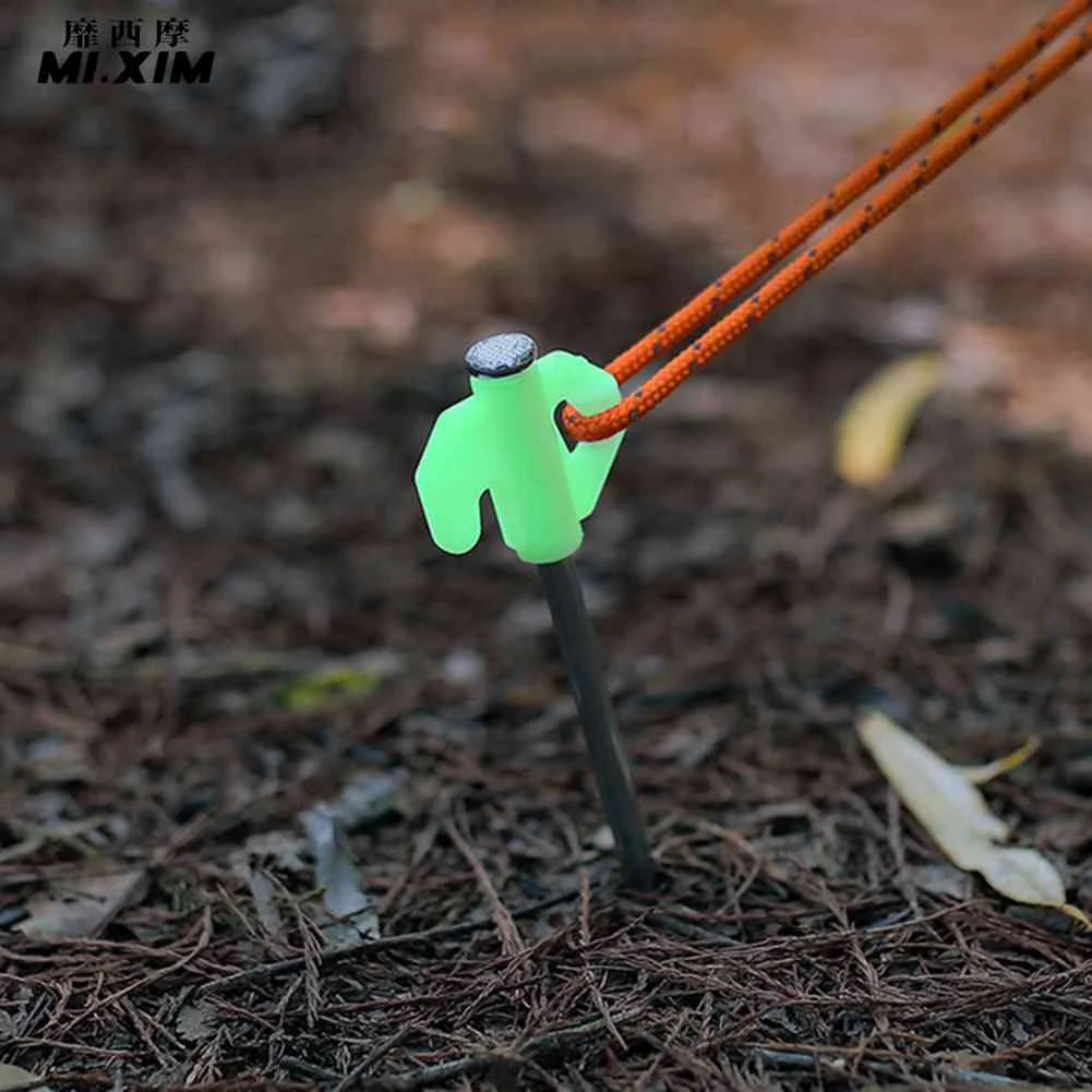 

6pcs Camping Stakes Luminous Ground Nail Tent Canopy Heavy Duty Steel with Hook Hole Travel Hiking Equipment Tent Accessories