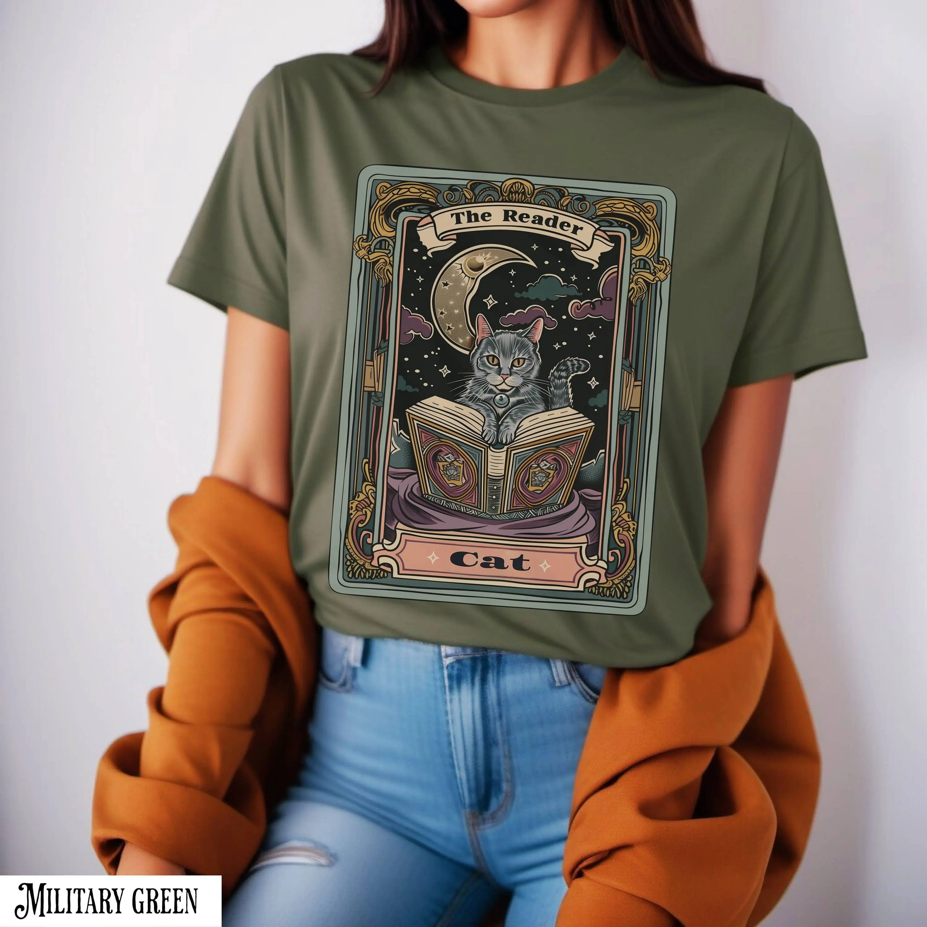 Футболка с ридером Таро картой кошкой