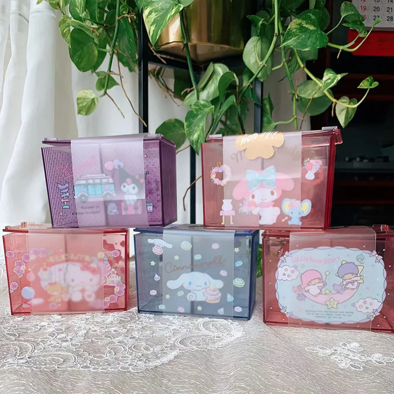 

Kawaii Anime My Melody Cinnamoroll Kuromi Cute Cartoon Acrylic with Cover Desktop Dustproof Cosmetics Storage Box Birthday Gift