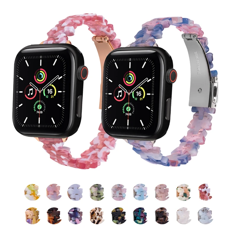 

Butterfly Resin Strap for Apple Watch Band 49mm 38mm 40mm 41mm 42mm 44mm 45mm Women Slim Bracelet for iwatch Series 7 8 SE 6 5 4