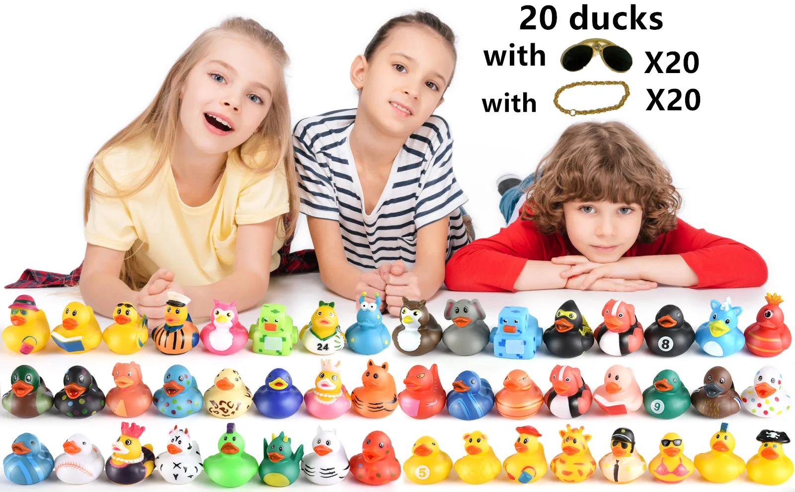 20pcs/Lot Children'S Bath Toys Fugui Duck Rubber Duck Baby Indoor Bath Toys Outdoor Leisure Toys Gift Wholesale