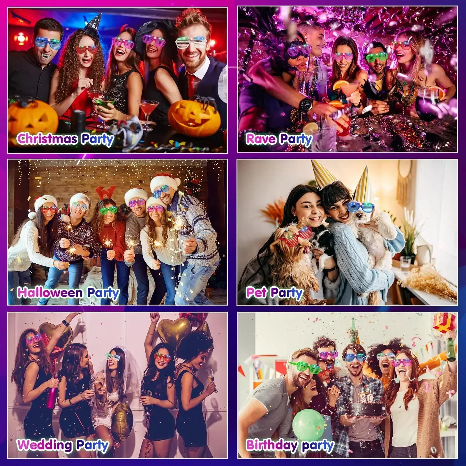 Женские очки 6 неоновых цветов жалюзи абажур Рождество Марди Гра день рождения