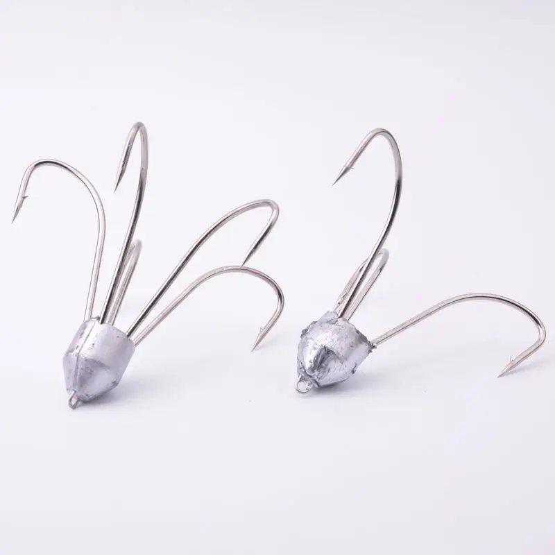 

5pcs Fishing Weighted Hook Five Anchor Treble Hooks Snagging Hooks Lead Head High Carbon Steel Hook 30g 40g 50g 60g Saltwater