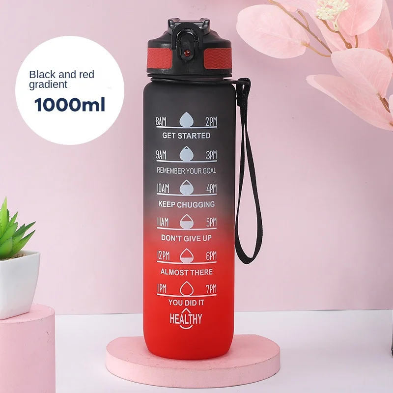 0.6/1L Fitness Water Bottle with Time Stamp Leak Proof Trita