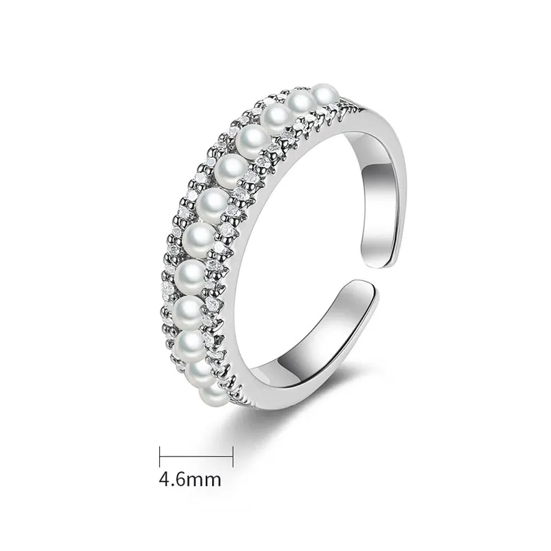 

Элегантное открытое кольцо с жемчугом и бусинами для женщин, минималистичные крошечные кубические циркониевые Регулируемые кольца обещания, обручальные кольца, изысканные украшения подарок