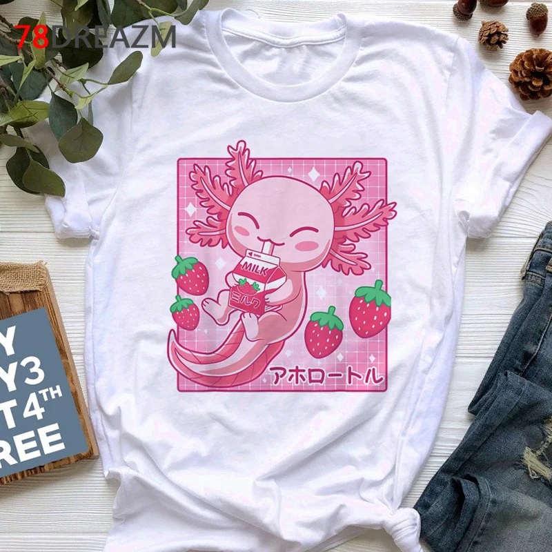 

Футболка axolotl мужская с японским принтом, белый Графический Топ, гранж