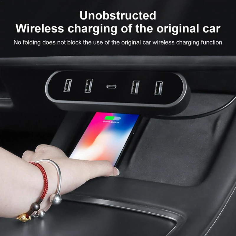 Док-станция для Tesla Model 3 Y концентратор под экраном 4 USB-шунтирующий адаптер