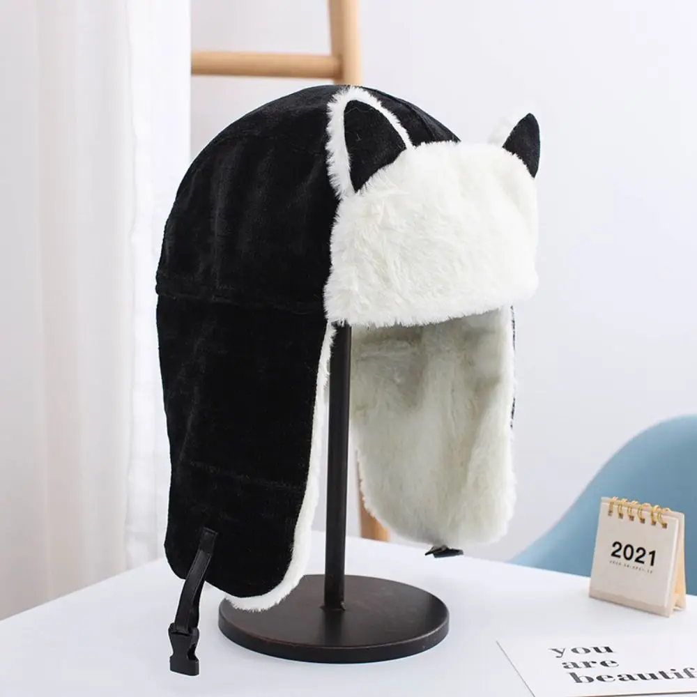 

Cat Ear Bomber Hat Warm Plush Thickened Earmuffs Hat Velvet Thermal Earflaps Warm Hat Outdoor