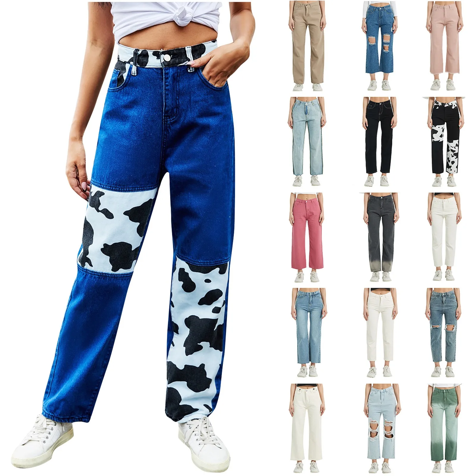 

Pockets Jeans For Women Fashion Stretchy High Waisted Loose Fit Denim Pants Korean Fashion Pants Women Pantalons Pour Femme