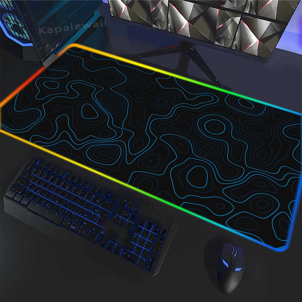 

Topographic Map Art Mouse Pad RGB Mousepad XXL 900x400mm Locke Edge Large Mouse Pad LED Gaming Keyboard Pads Desk Mat Backlit