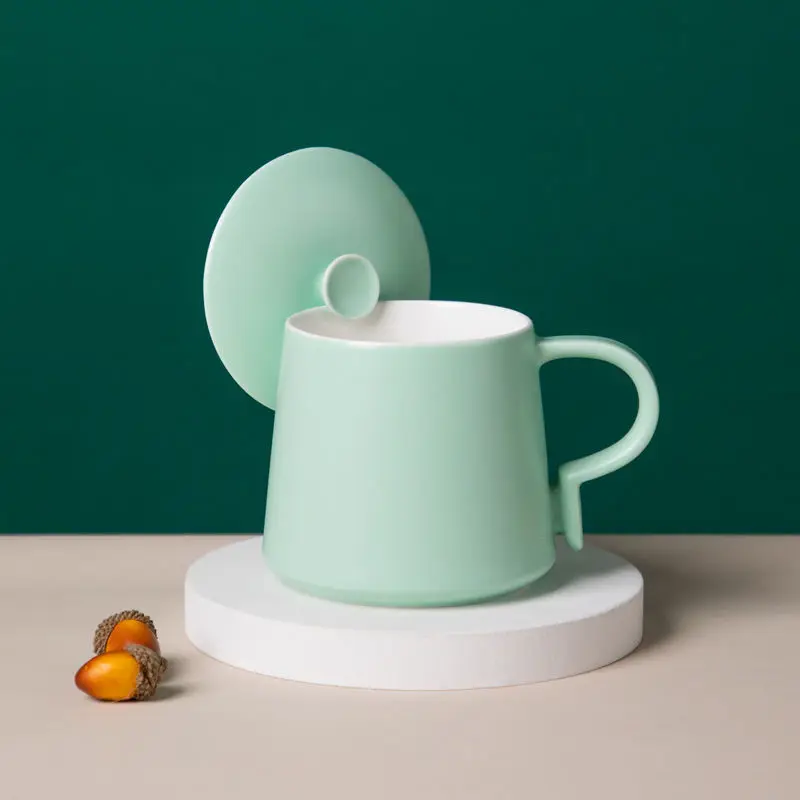 

Mug with lid ceramic cup simple fashion Nordic ins couple handmade girls office drinking cup