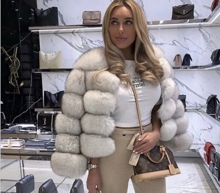 

Outerwear Women's Cropped Long Sleeve Fur Faux Fur Coat