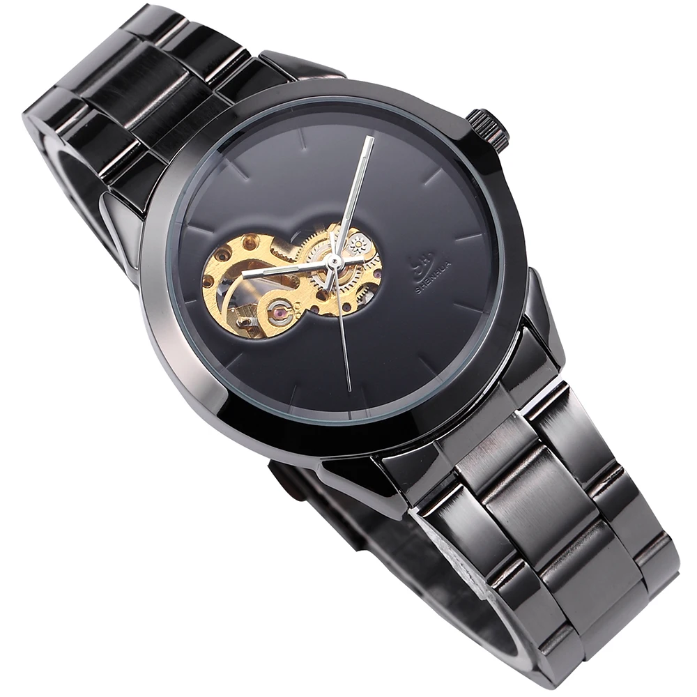 

SHENHUA Womens Watches Automatic Skeleton Top Brand Luxury Stainless Steel Band Ladies Fashion Business Mechanical Montre Femme