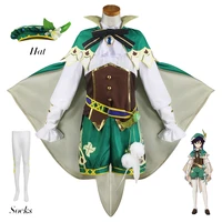 genshin impact game character venti suit anime cosplay costume carnival comic con party dress up costumes woman