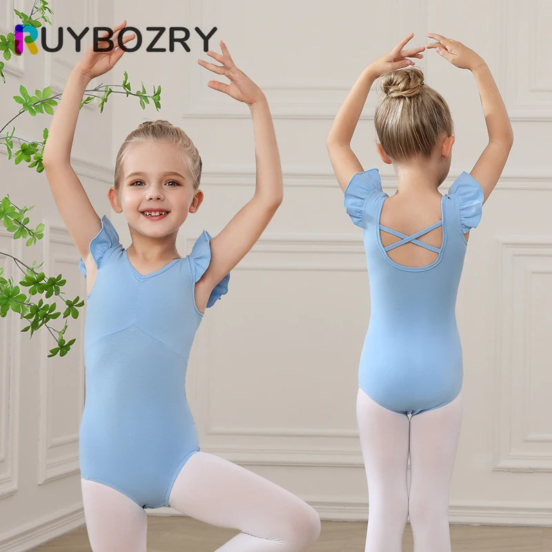 

RUYBOZRY Kids Ballet Leotards Dance Costume Leotard Girls Gymnastics Dancewear Flying Sleeve Dance Outfit For Girls Ballet