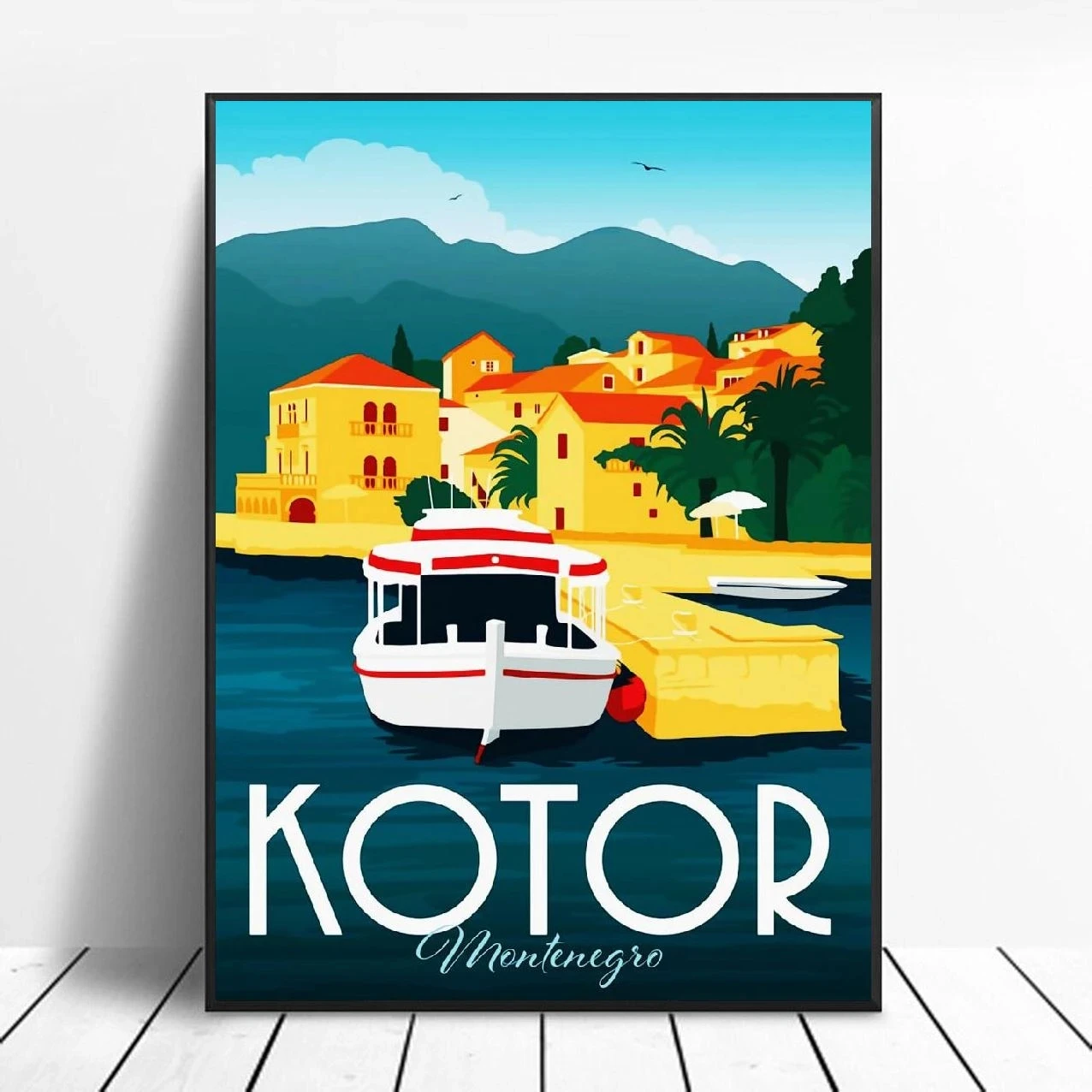 

Kotor Travel Canvas Print Cartoon Wall Art Poster Modern Minimalist Picture for Bedroom Living Room Decoration No Frame