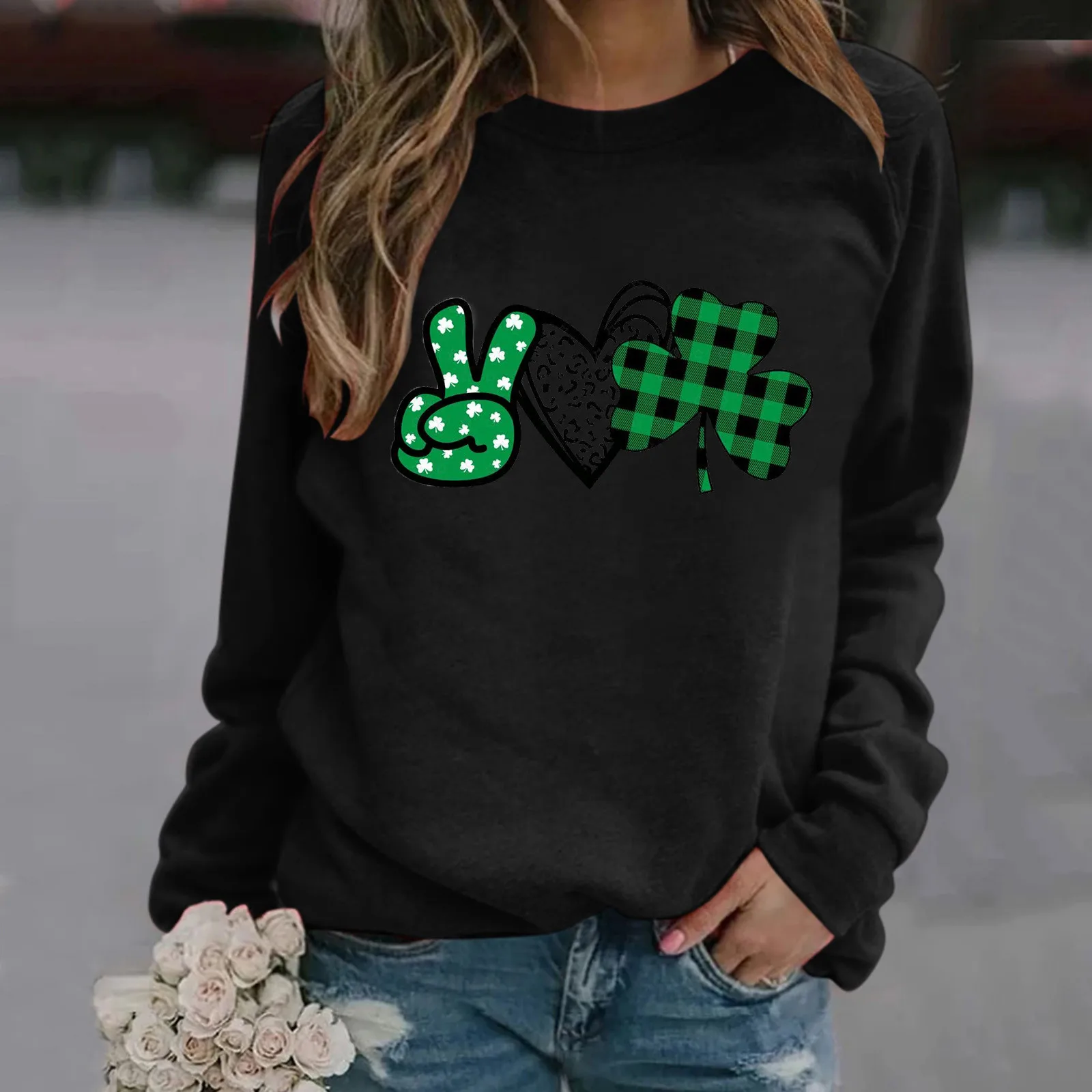 

Top Long Cute Printed Sleeve Round Comfortable Sweatshirt Neck Turtleneck Top Sweatshirt for Women Zip up Womens Sweat Shirt