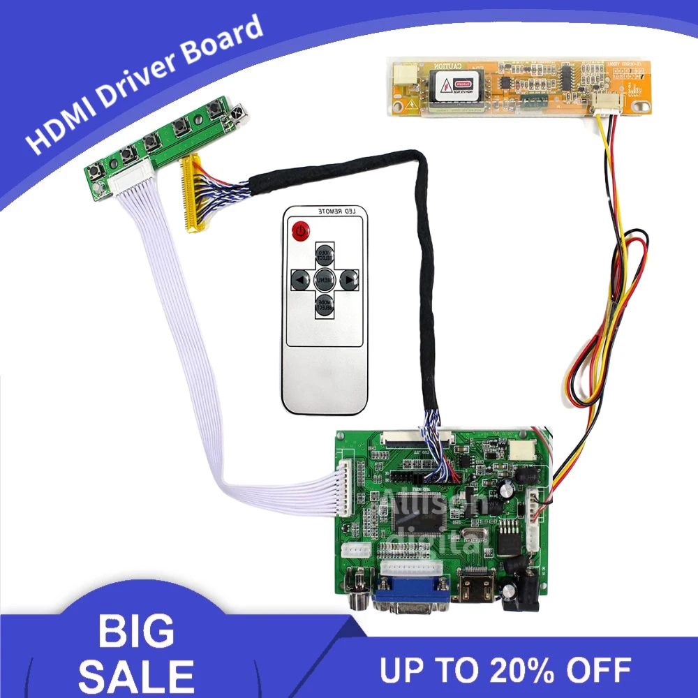 Плата ЖК-контроллера: плата HDMI VGA 2AV для ЖК-дисплея работает с интерфейсом LVDS