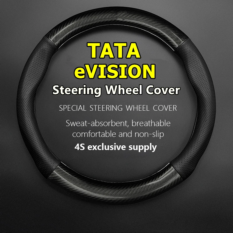 

No Smell Thin For TATA EVision Steering Wheel Cover Genuine Leather Carbon Fiber 2017 2018 2019