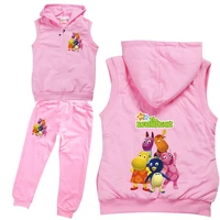 newest cute backyardigans hoodie kids sleeveless vest jackets pants 2 pcs set toddler girls boutique outfits boys clothes sets