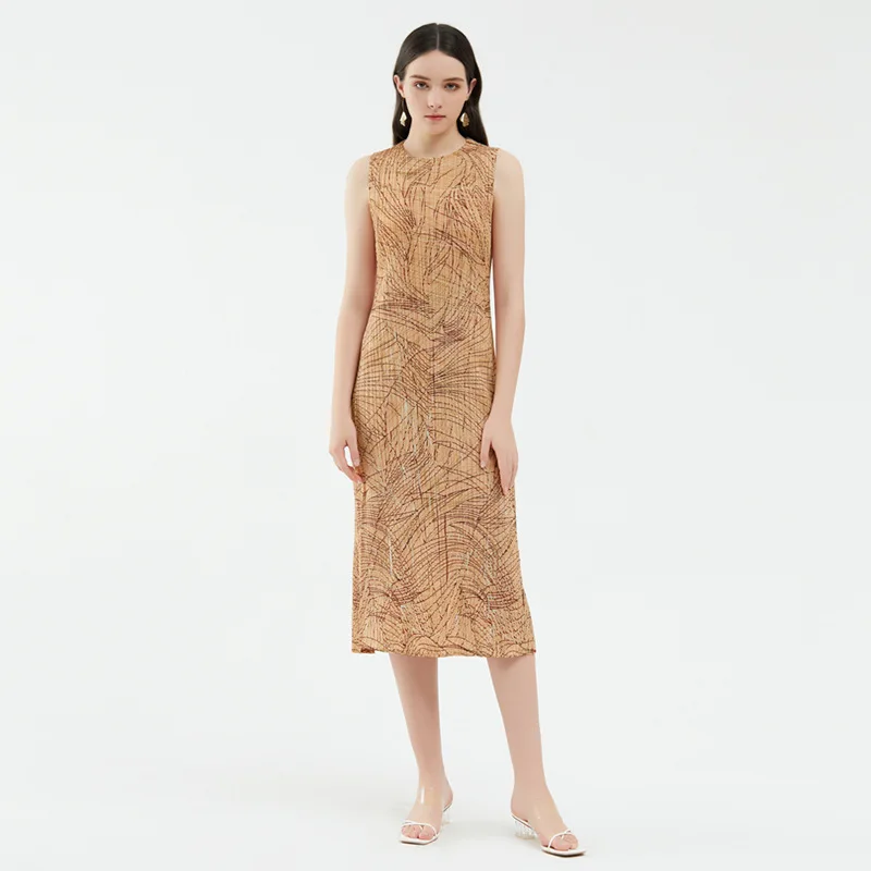 

2022 summer women's new French light familiar dress women's miyake pleated summer sleeveless vest casual fashion basic skirt