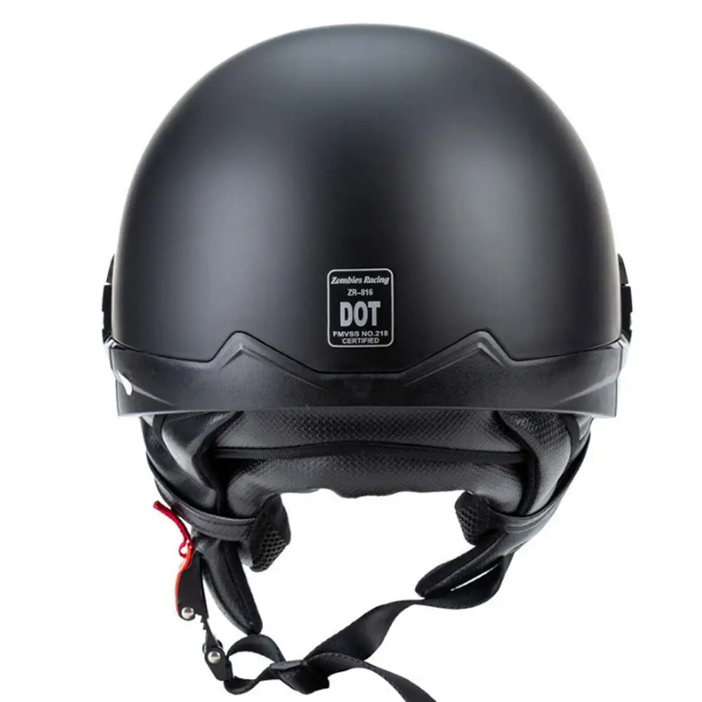 Black Vintage Motorcycle Helmet Retro Open Half Face Helmets American Cruise Moto Helmet Zr-816 For All Seasons    Dot Approved enlarge