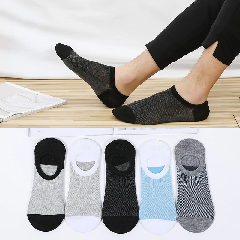

1 Pairs Of New Fashion Bamboo Fiber Non-slip Silicone Invisible Boots Compression Happy Socks Men Ankle Socks Cotton Socks