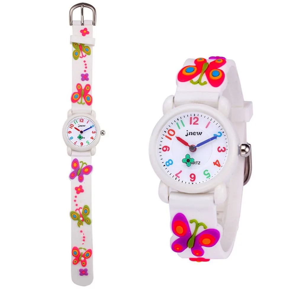 Children's Cartoon Watch Waterproof 3D Jelly Silicone Strap Quartz Watch Primary School Girl Boy Child Watch Butterfly Modeling