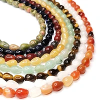 smooth natural stone beads drop shape tiger eye agate lapis lazuli loose beads for jewelry making necklace accessories diy