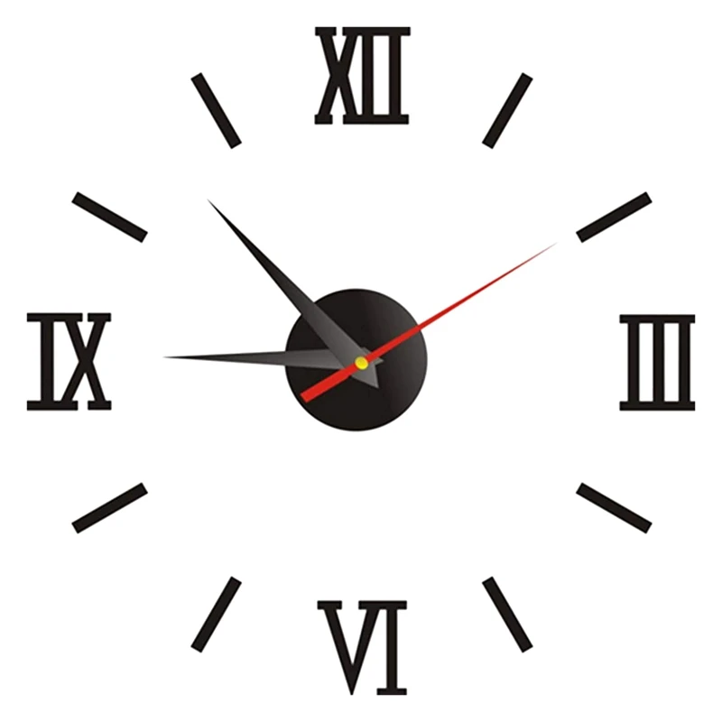 

DIY Wall Clock 3D Frameless Clocks Watch 16In Silent Non Ticking Mirror Sticker Decoration Kit For Bedroom Office