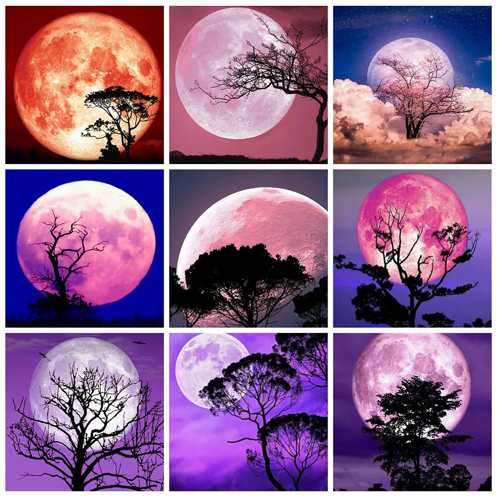 

Алмазная 5d-картина «сделай сам» с изображением ночной Луны пейзажа стразы, Набор для вышивки крестиком, Ручная инкрустация, подарки, украшение для стен дома