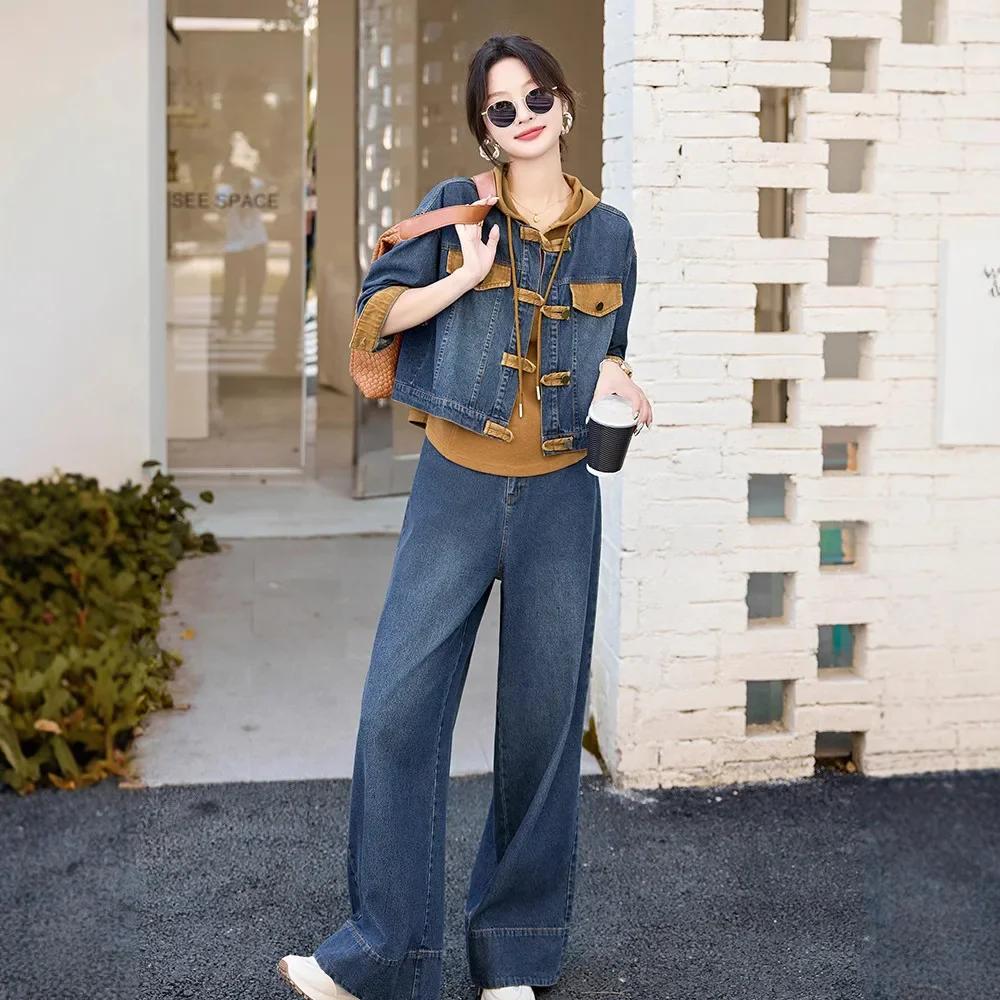 Осенняя новая модная повседневная толстовка с капюшоном джинсовая куртка