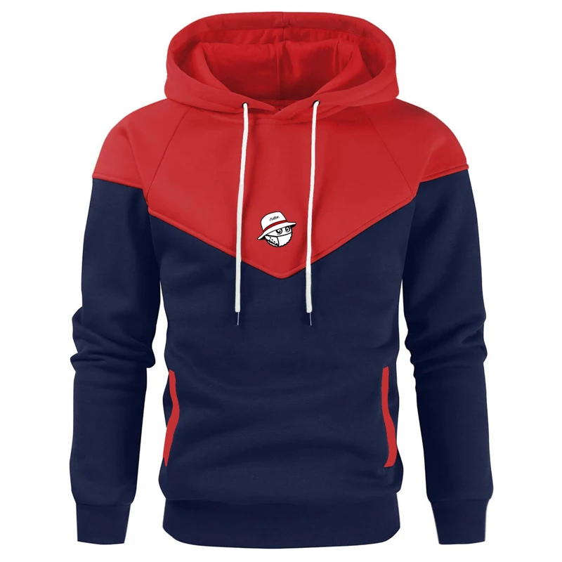 

New Splicing Hoodie Men's Casual Sports Hoodie Malbon Golf Printed Hoodie Hip-Hop Street Fashion New Autumn Winter Warm Hoodie