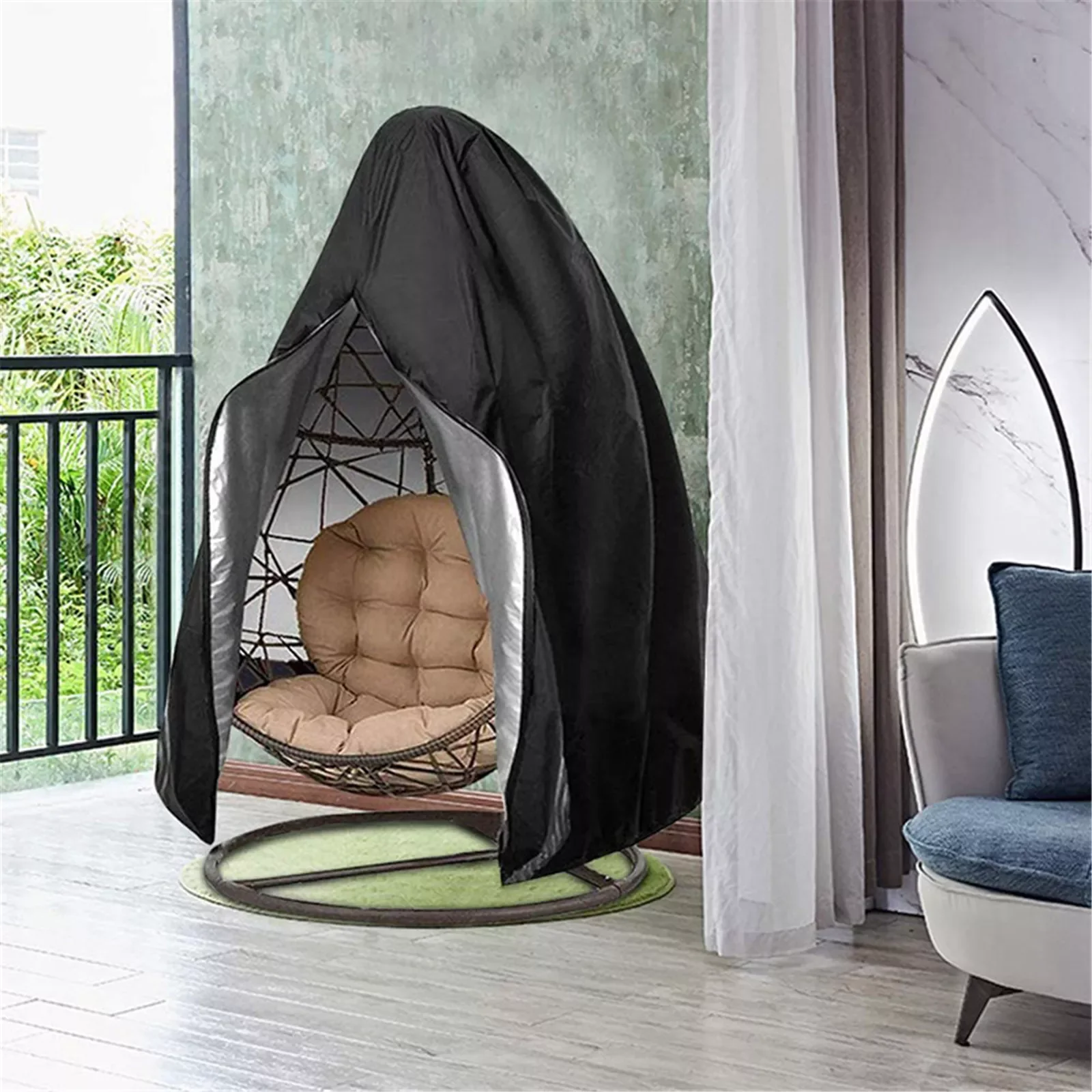 

Hanging Egg Chair Cover Outdoor Swing Chair Cover Waterproof Anti-dust With Zipper 210D Oxford Fabric Garden Chair Protector