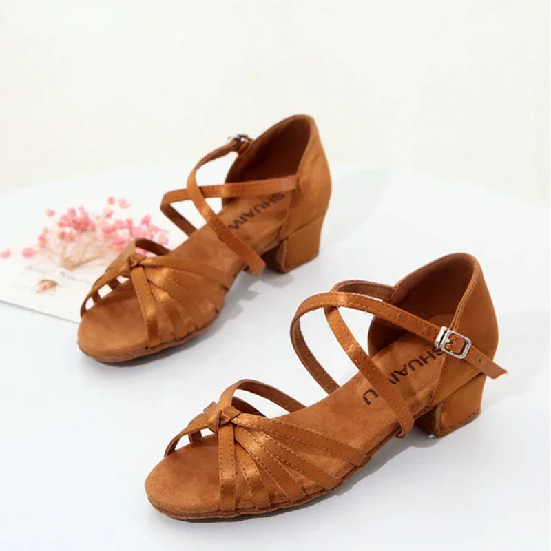 Танцевальная обувь женская для бальных танцев детская латинских атласная танго