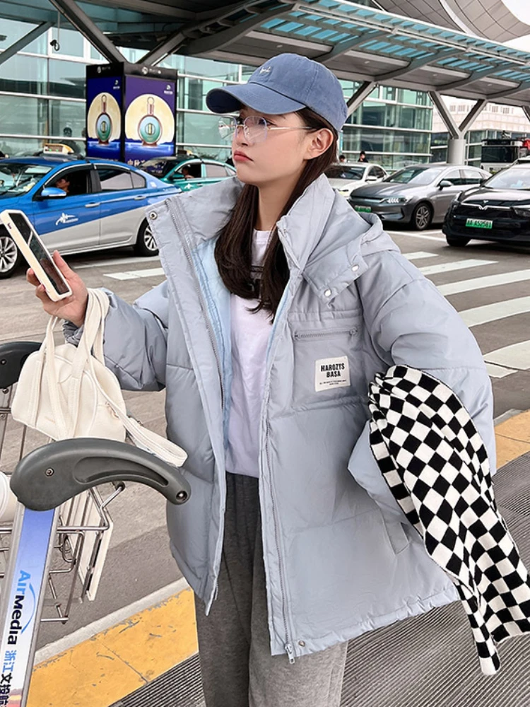 

New Autumn Winter Loose Thickened Hooded Fashion Cotton-padded Jacket Winter Coat for Women Jackets Parkas Puffer Jacket Tops