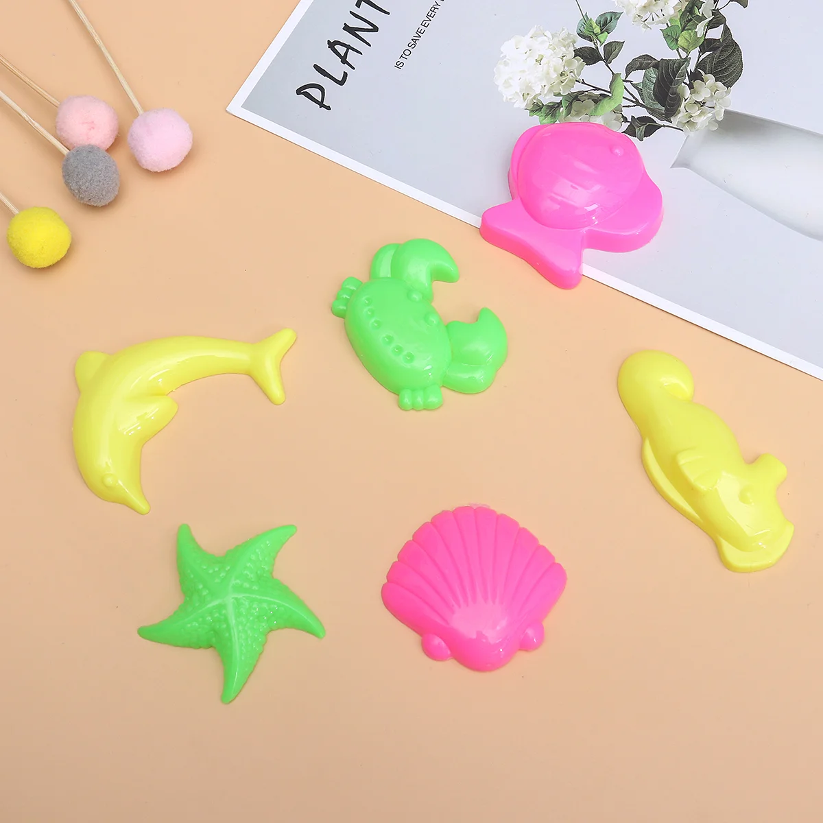 

6 Pcs Kids Playset Play Sand Kit Beach Sand Toys Set Play Sand Molds Sand Tray Toys Sand Molds Set