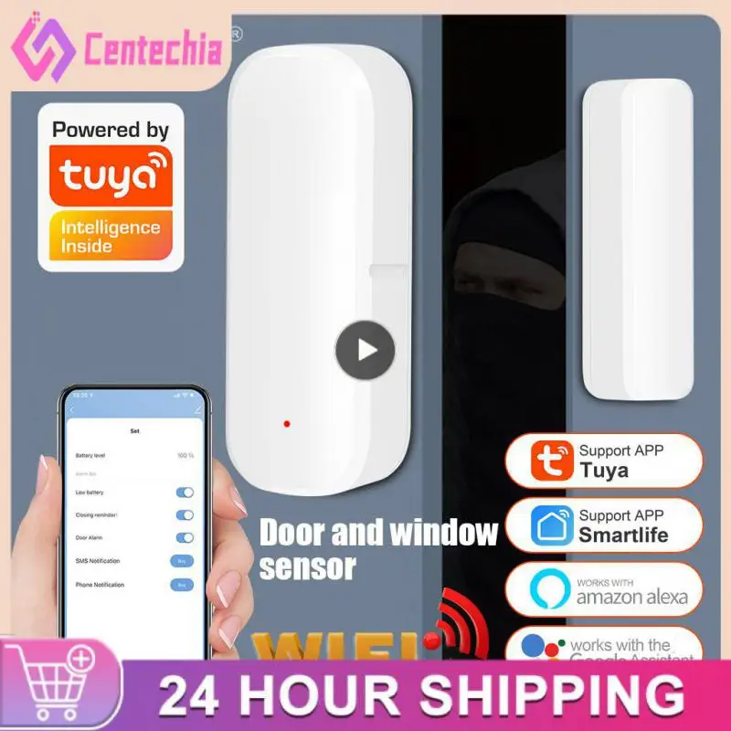 

Wifi Open/closed Detectors Smart Life Tuya Wifi Window Sensor App Control Smart Life App Alexa Alarm System Independent Magnetic