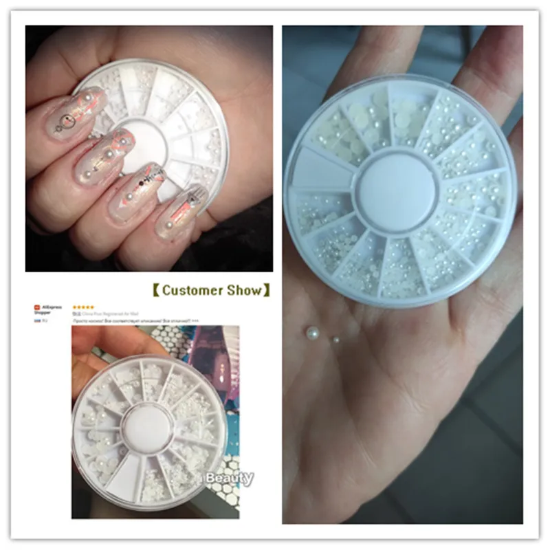 1 колесо полужемчужные бусины для дизайна ногтей стразы украшения смешанные
