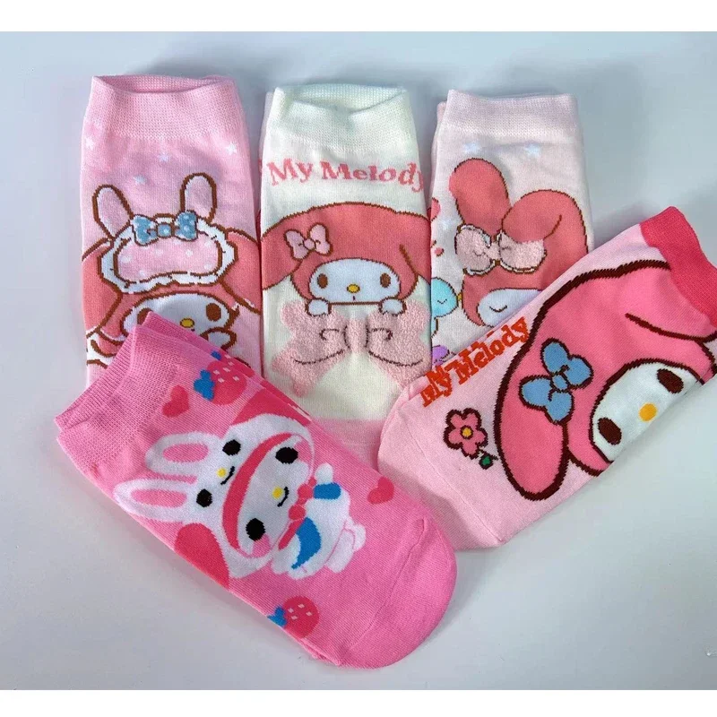 5 пар милых дневных носков милые Мультяшные лодочки My Melody невидимые