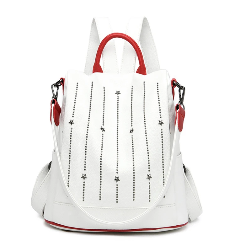 

Fashion Rivet Leather Bags For Women High Capacity Anti-theft Backpacks For Girls Multifunction Casual Bagpack